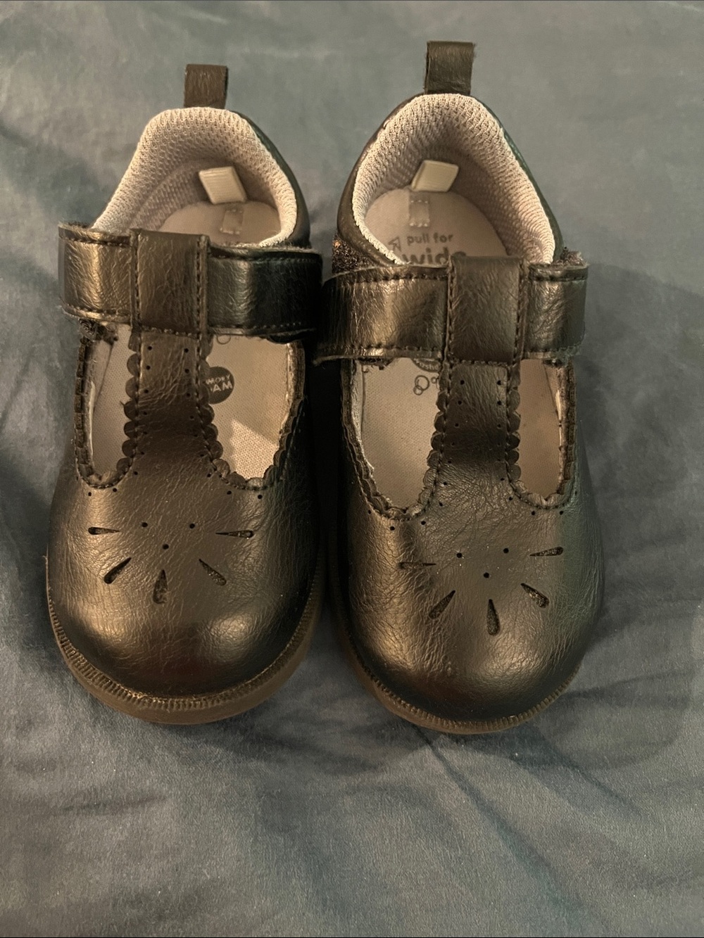 Stride Rite Matte Black Mary Jane Toddler Girls Shoes Velcro Strap Size 6M
